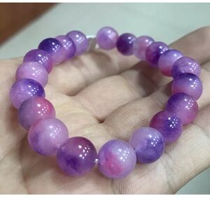 Certified 10mm jadeite purple mix color bracelet